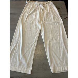 NWT And Now This White Cream Linen Blend Wide Leg Pants Sz XL Paper Bag Waist